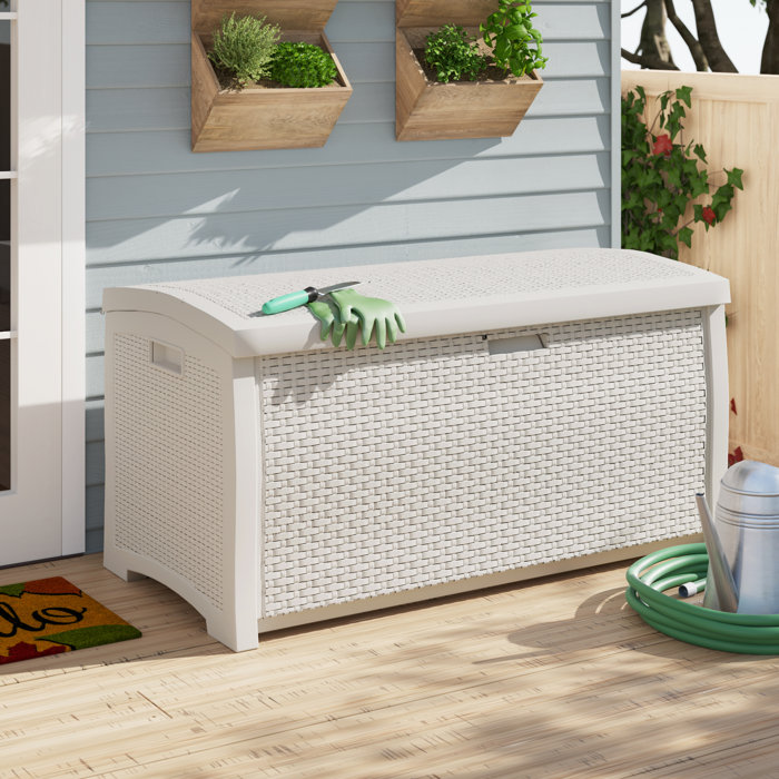 Suncast 99 Gallons Gallon Resin Deck Box in White & Reviews | Wayfair